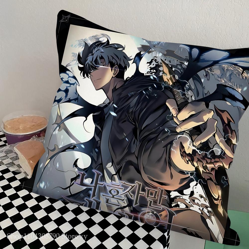 Anime S-Solo Leveling Pillow Case Square Pillow Bedroom Sofa Leisure Comfort Cushion Car Living Room Home Decoration