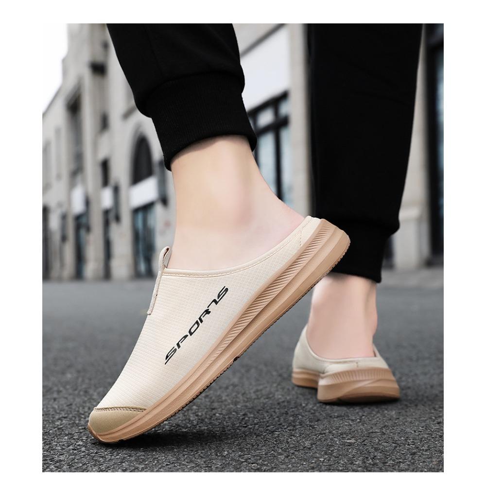 Herren Halbschuhe Große Größe, Sommer Outdoor Atmungsaktive Slip-on Bequemschuhe, Geschlossene Zehenpartie Hinten Offen Lässige Schuhe