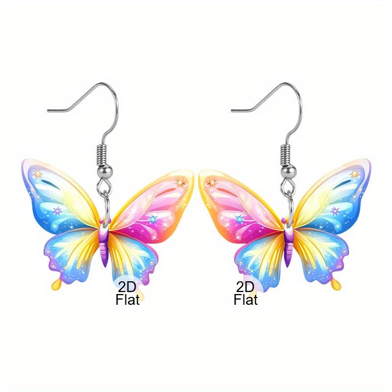 

2D Плоские Красно-Синие Серьги-Подвески из Акрилового Материала в Форме Бабочки Легкие Цветные Серьги для Женщин Ювелирные Подарки