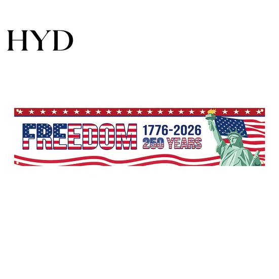 Independence Day Banner 250th Anniversary 6.5x1.5ft 250 Years of Freedom American Patriotic Decoration 1776-2026 Waterproof USA Porch Sign for