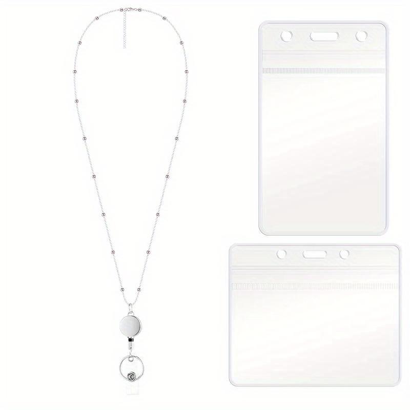 Retractable Badge Reel Lanyard ID Card Holders Chain Necklaces Keychain Clip for Women Men Employee Wholesale