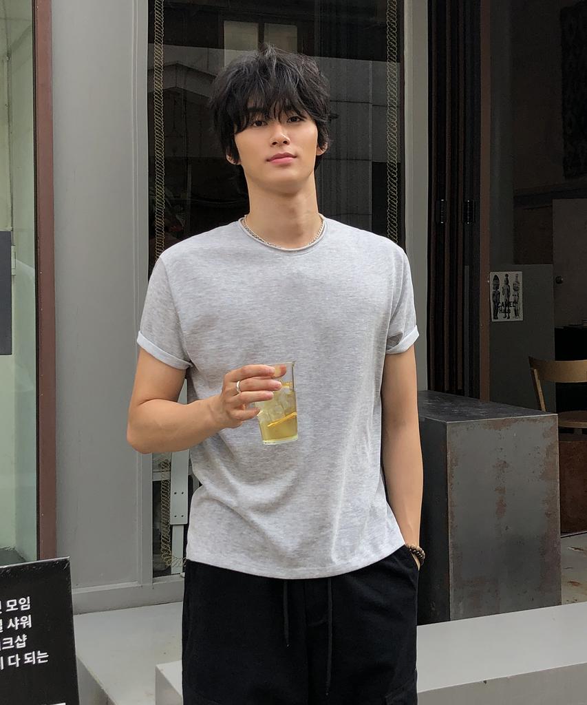 Dei [Round, Henley Neck] Semi-Crop Slub Short Sleeve T-Shirt_2 Style (A Type)