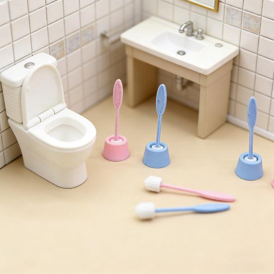 1:12 Scale Miniature Toilet Brush And Holder Set Realistic Dollhouse Bathroom Accessory for DIY Crafts Pretend Play