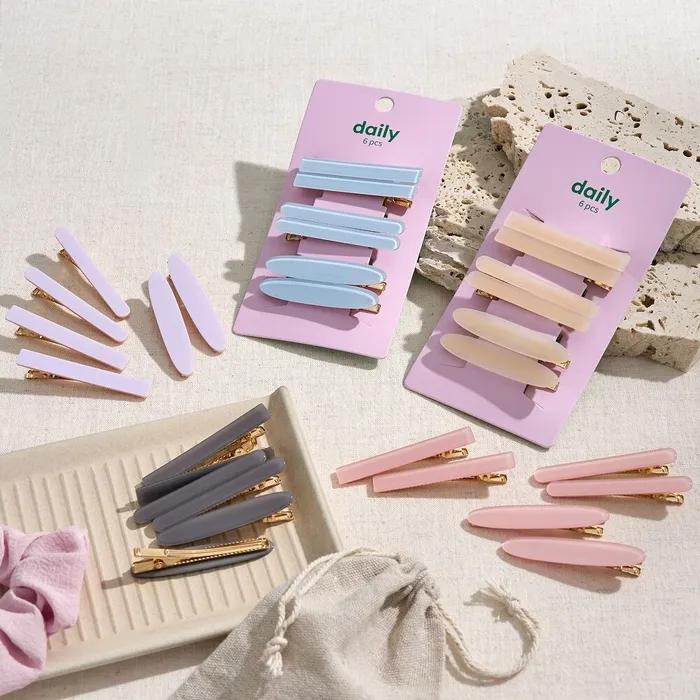 Colorful Claw Hair Clip Set Gray 6p