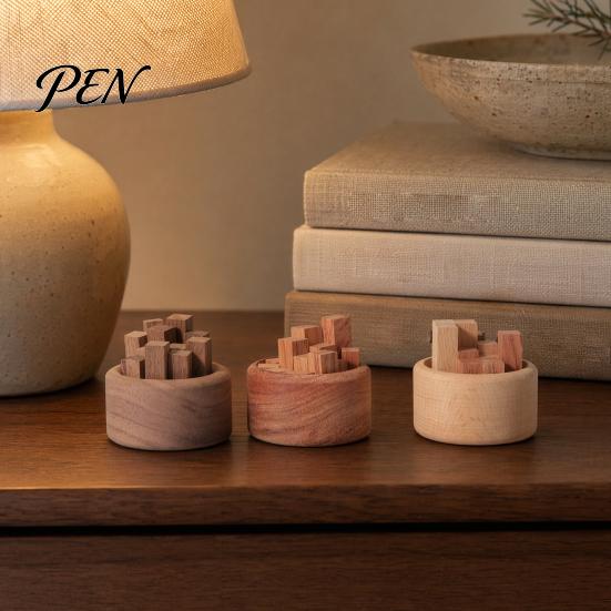 Slow Release Essential Oil Diffuser Wooden Diffuser, Beech Wood Aromatherapy Desktop Ornament Small Round for Home Offices Cars Yoga Rooms Zero Power