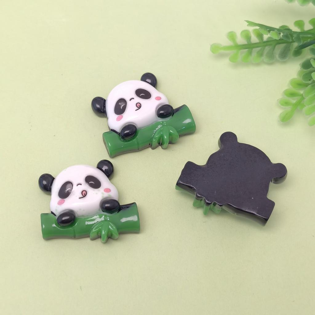 Nouveaux 100Pcs Bambou Panda Résine Cabochons Plat Dos Dessin Animé Animal Perles Sans Trou pour Scrapbooking DIY Fabrication de Bijoux