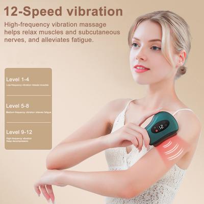 Electric Gua Sha Massage Tool 12-Level Vibration And Heating Red Light Therapy Device Portable Stone Scraping Board for Body