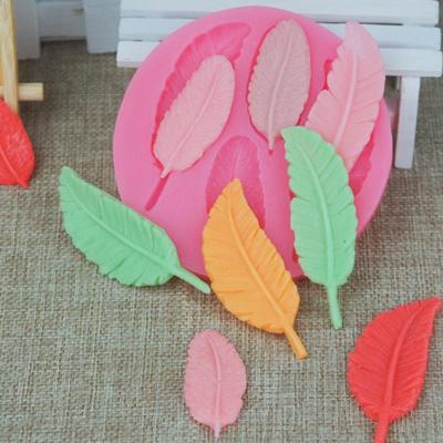 Leaves Feather Shaped Reverse Sugar Fondant Cake Silicone Mold Decoration Tool