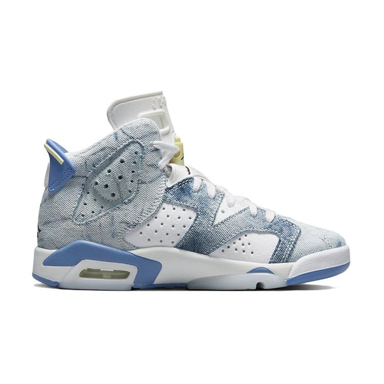Air Jordan 6 Retro GS Yıkanmış Kot 2022 Çocuk Spor Ayakkabıları Mavi Beyaz Hollanda Mavisi DM9045-100