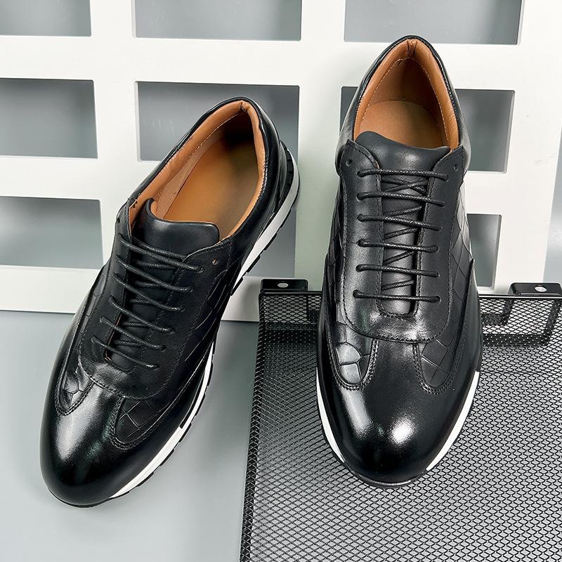 European Luxury Genuine Leather Mens Casual Oxford Shoes Plus Size 46 Autumn Winter Handmade Elegant Lace-Up Sneakers for Men