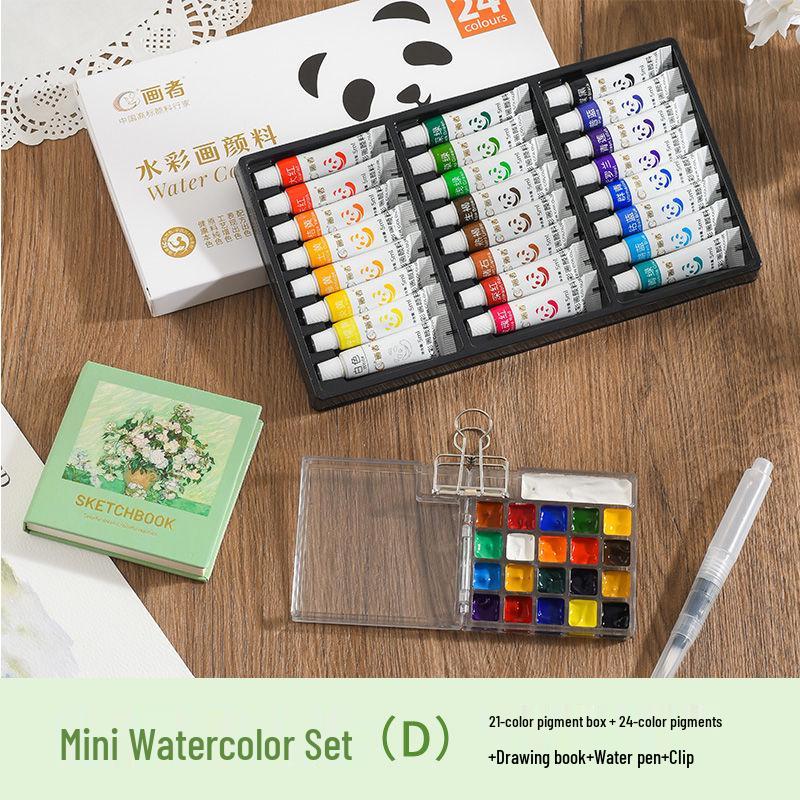 Mini Conjunto de Tinta Aquarela Portátil e Paleta de Diário de Viagem para Estudantes