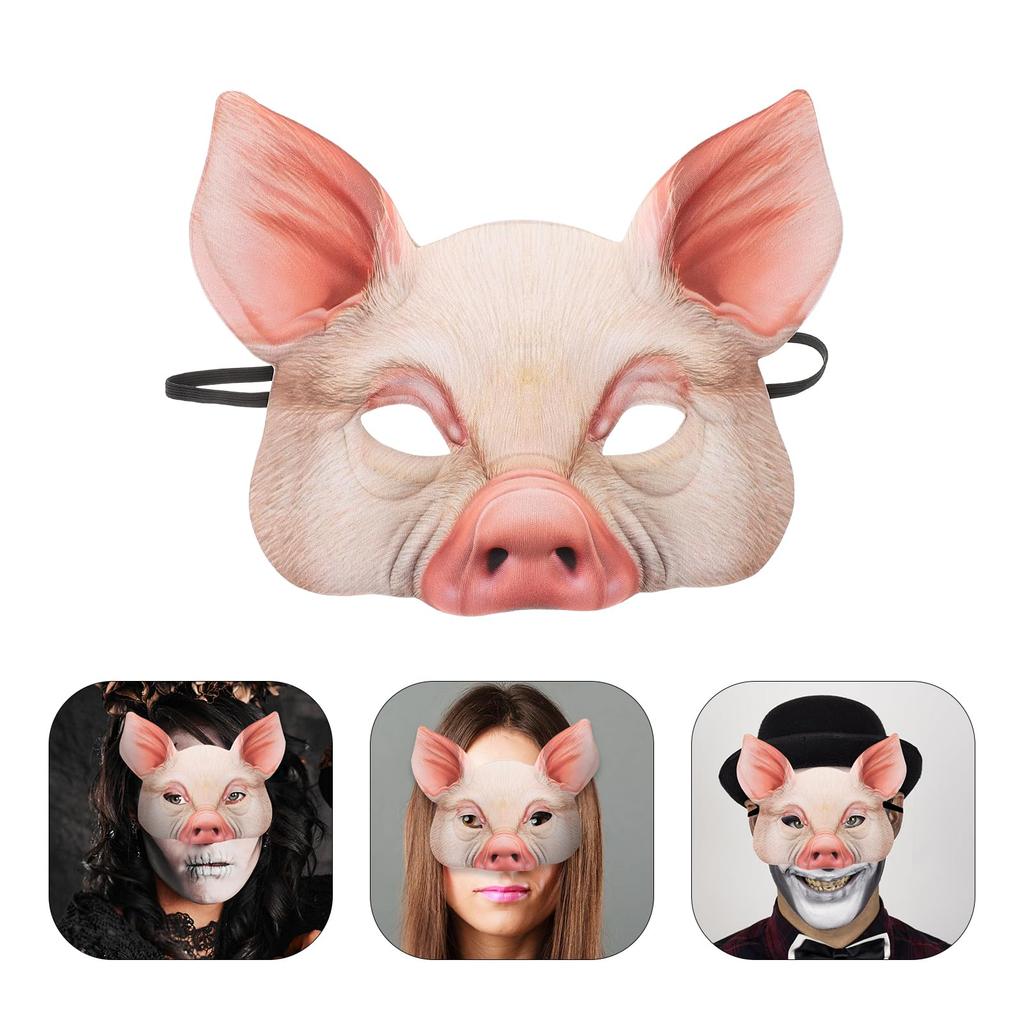 POPETPOP Animal Half Mask, Pig Half Mask, Halloween EVA Half Face Animal Masquerade Mask, Cosplay, Haunted House, Costume Parties, Festivals, Pink