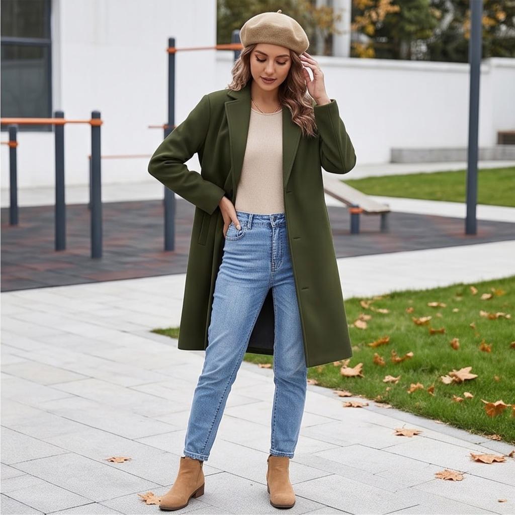 Women's Casual Longline Button Front Long Sleeve Coat Color