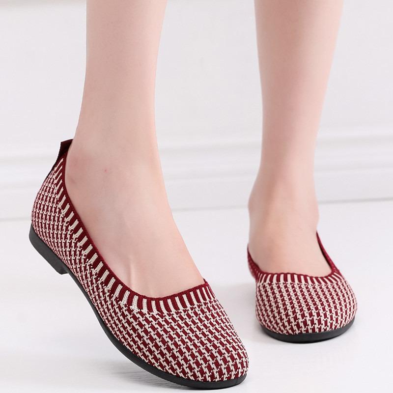 One Piece, Spring, Summer and Autumn Fly-woven Breathable Women's Shoes, Old Beijing Cloth Shoes, Flat-soled and One-pedal Fashion Casual Single Shoes