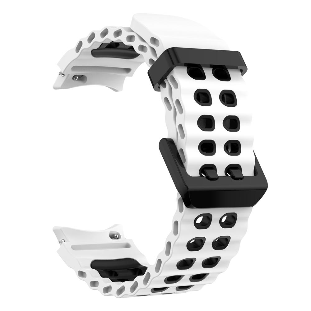 Inga Mellanrum Tvåfärgad Marin Sport Silikonrem För Samsung Galaxy Watch 7 FE 6 5 Pro 4 44mm 40mm Klocka och Armbandsrem