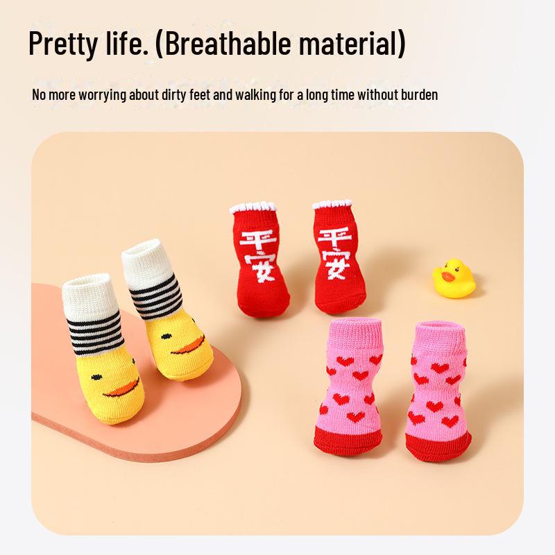 Rutschfeste Anti-Schmutz-Hundesocken: Sicher sitzende Fußabdeckungen für Haustiere für kleine bis mittelgroße Hunde und Katzen