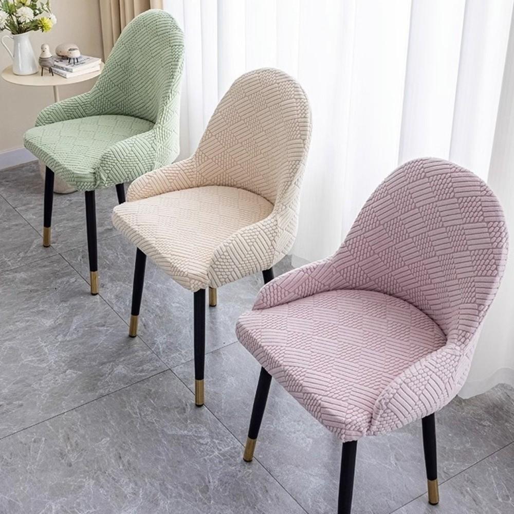 Elastic Stretch Curved Armchair Slipcover Knitted Patterned Solid Colour Chair Cover Non-slip Washable Armchair Cover