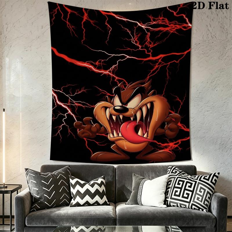 Tazmanian Devil Wall Tapestry Aesthetic Wall Hanging Printed Fabric Blanket Decorative Tapestries for Bedroom Living Room Home Decor