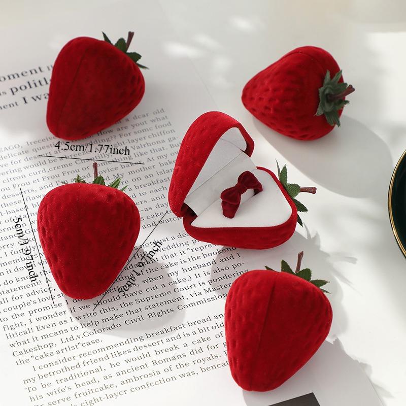1PC popular explosive product recommended strawberry ring box jewelry box flocking storage box jewelry box