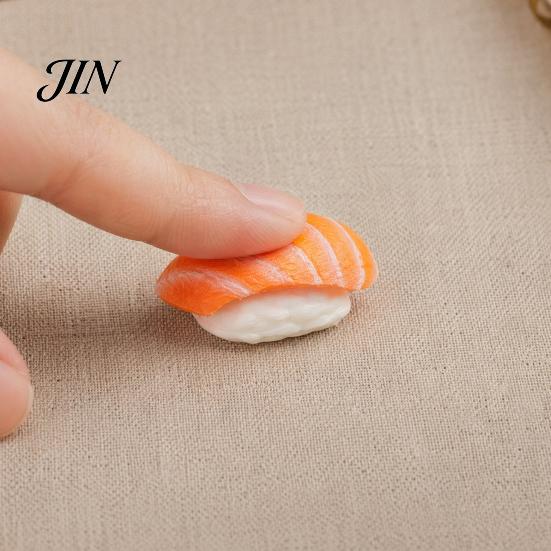 Commuter Stress Relief Toy Keychain Pendant, Simulated Salmon Sushi with Hanging Pendant Chain, 3D Printed Food Ornament for Backpack School Bag Gift
