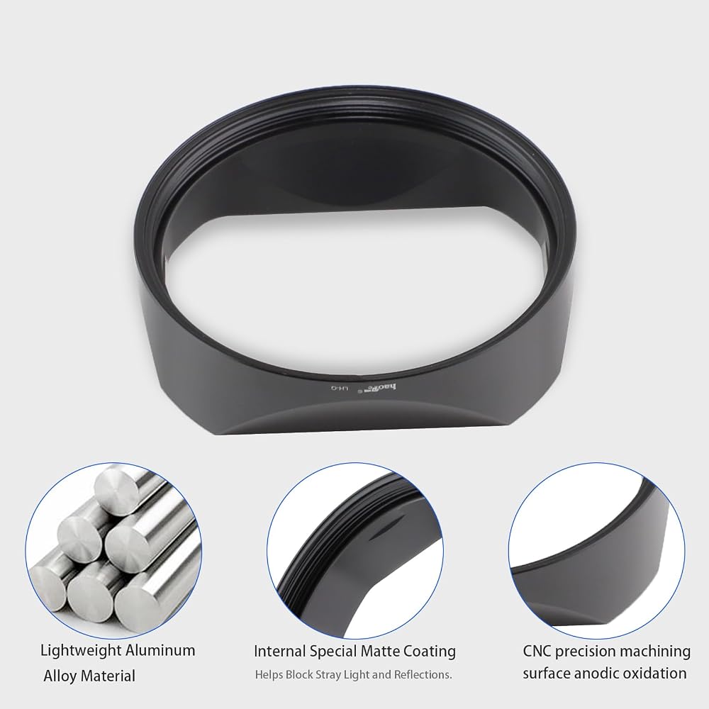 Haoge Metal Square Lens Hood for Leica Q3 Q2 Q Q-P QP Q3 Typ116 Camera Accessory Black LH-LQB