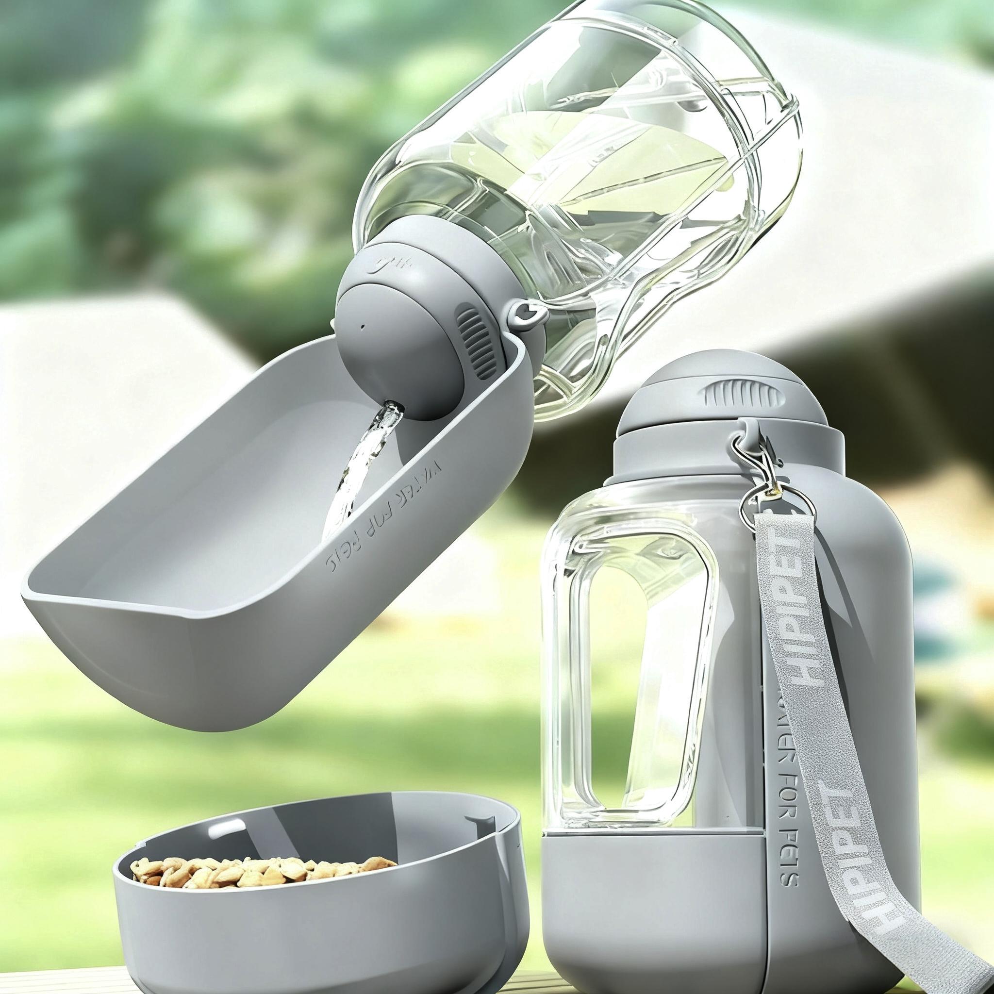 Hipipet Portable Dog Water Bottle With Food Container 34oz Water 10oz Food Leakproof Bpa Free Pet Water Dispenser For Outdoor Walking Hiking Travel серый