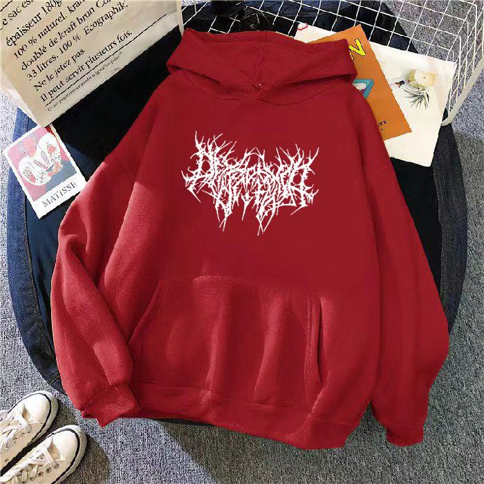 

Женская толстовка с капюшоном свободного кроя в корейском стиле - Осень Плюс Вельвет, Универсальная и Простая для Студенток XXXL вино красного