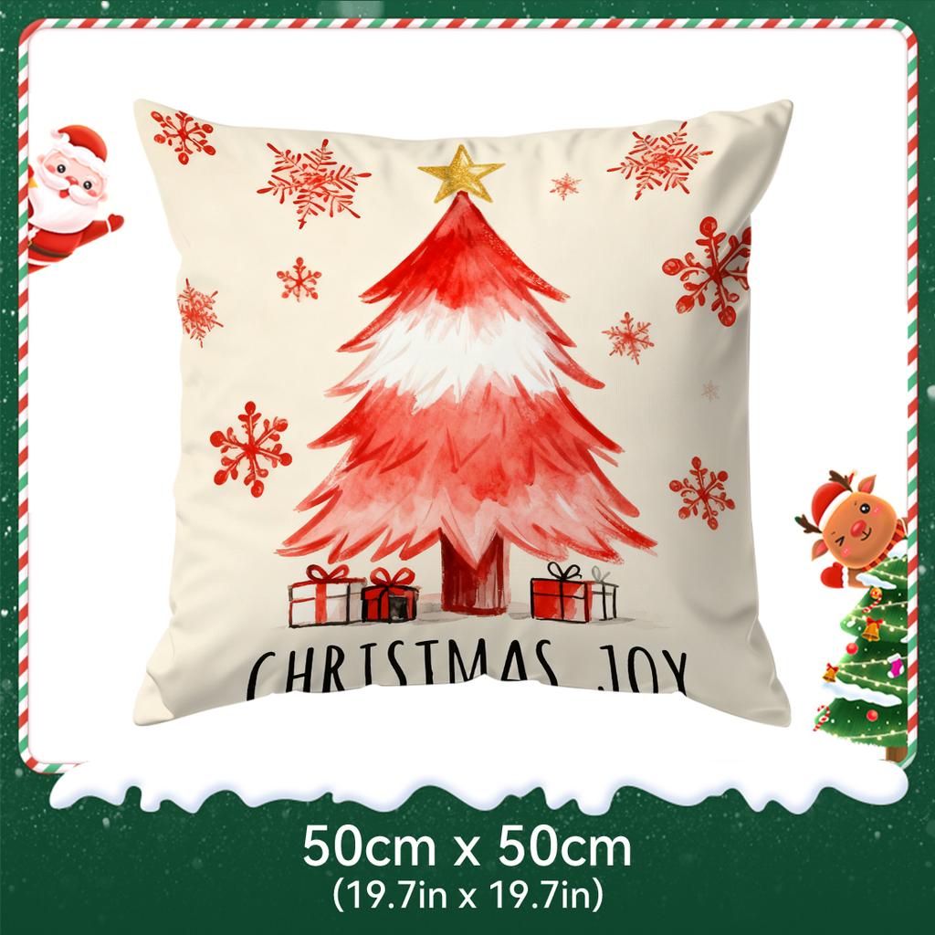 Christmas Snowman And Tree Pillowcase Bedroom Sofa Cushion Cover 100% Polyester Living Room Cushion Pillowcase Home Decor
