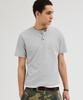 LEIRE Waffle Henley Neck Semi-Crop T-Shirt [Gray]