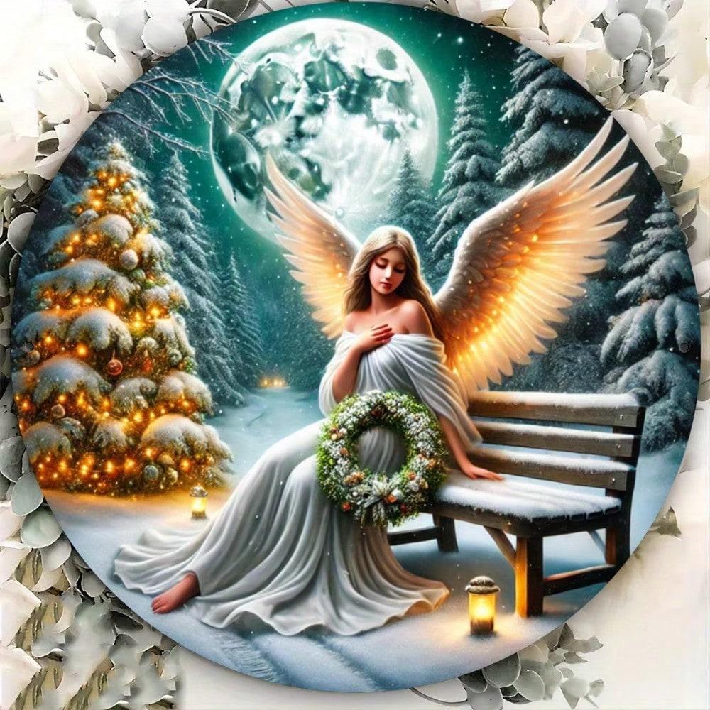 

Christmas Angel Metal Sign Flat Printed Wall Decor For Kitchen Club Farm Holiday 20x20 белый
