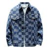 Men's Trendy Plaid Jacquard Denim Jacket - Autumn Loose-Fit, Large Size Casual Design