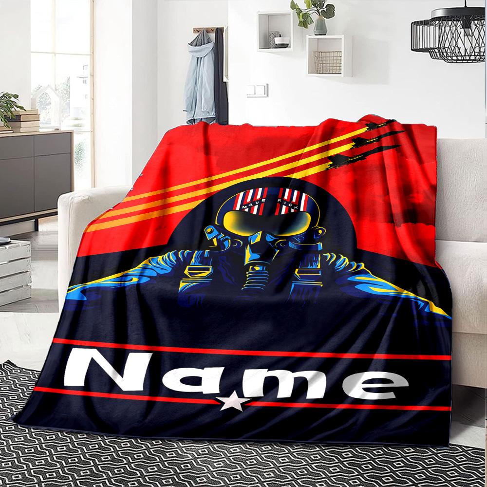Customiz Name Personality Top Gun Maverick Blanket Soft &Warm Sofa Office Bed Travel Lunch Break Blanket, Gift Suitable All Seasons