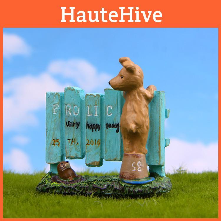 Resin Kids Garden Little Dog Fence Sea Lion Ornament For Potted Plants Gift