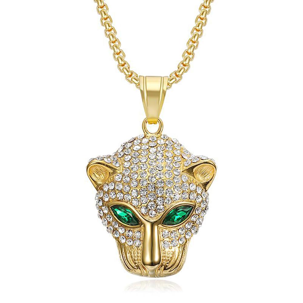Vintage Stainless Steel Leopard Head Pendant Necklace Gothic Hip Hop Classic Animal Necklaces for Men Fashion Party Jewelry Gift
