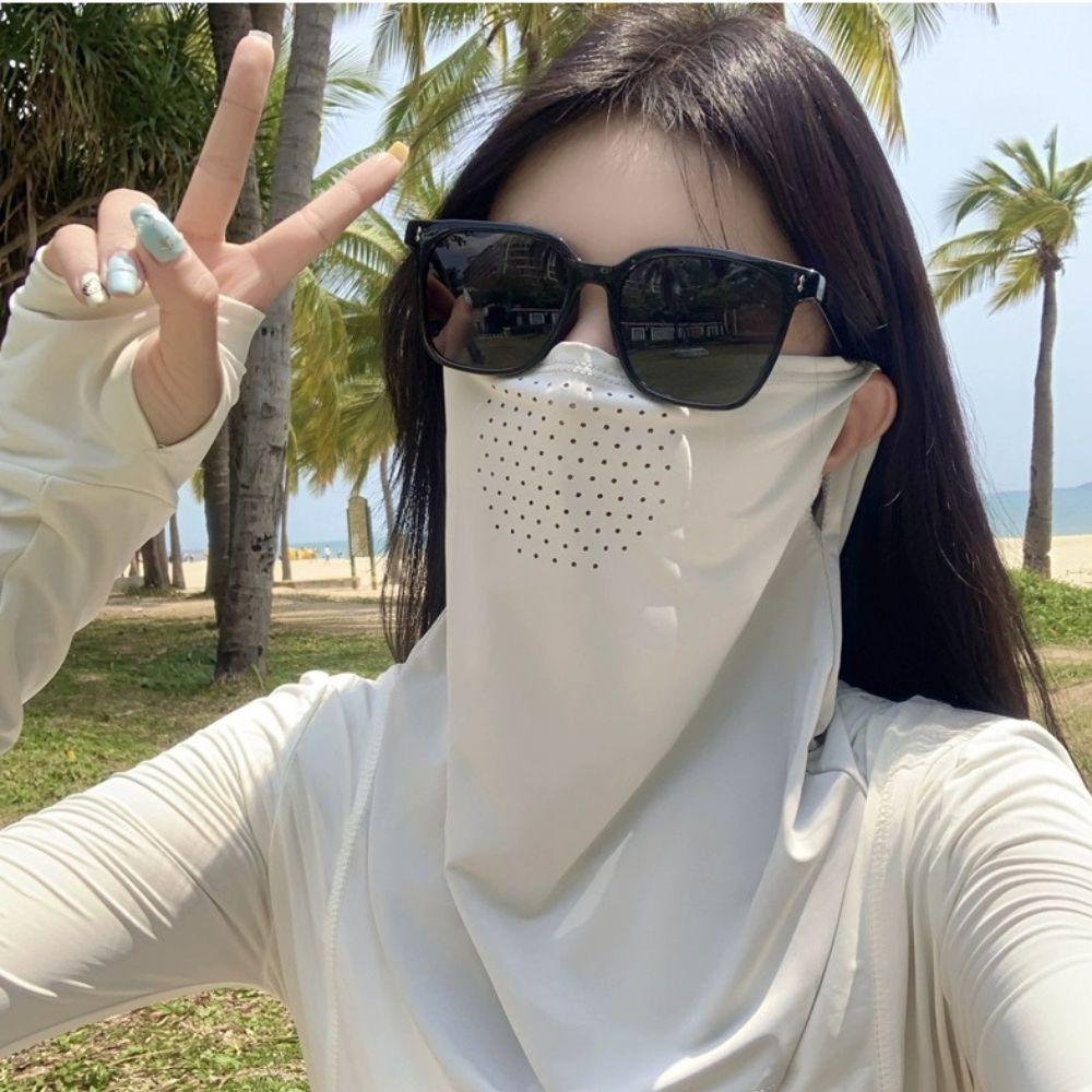 Eisseide Gesichtsschal Atmungsaktiv UV Sonnenschutzmaske Weiche Halswickel Abdeckung Für Sommer Outdoor-Aktivitäten Sonnenschutz Ohrschal Neu