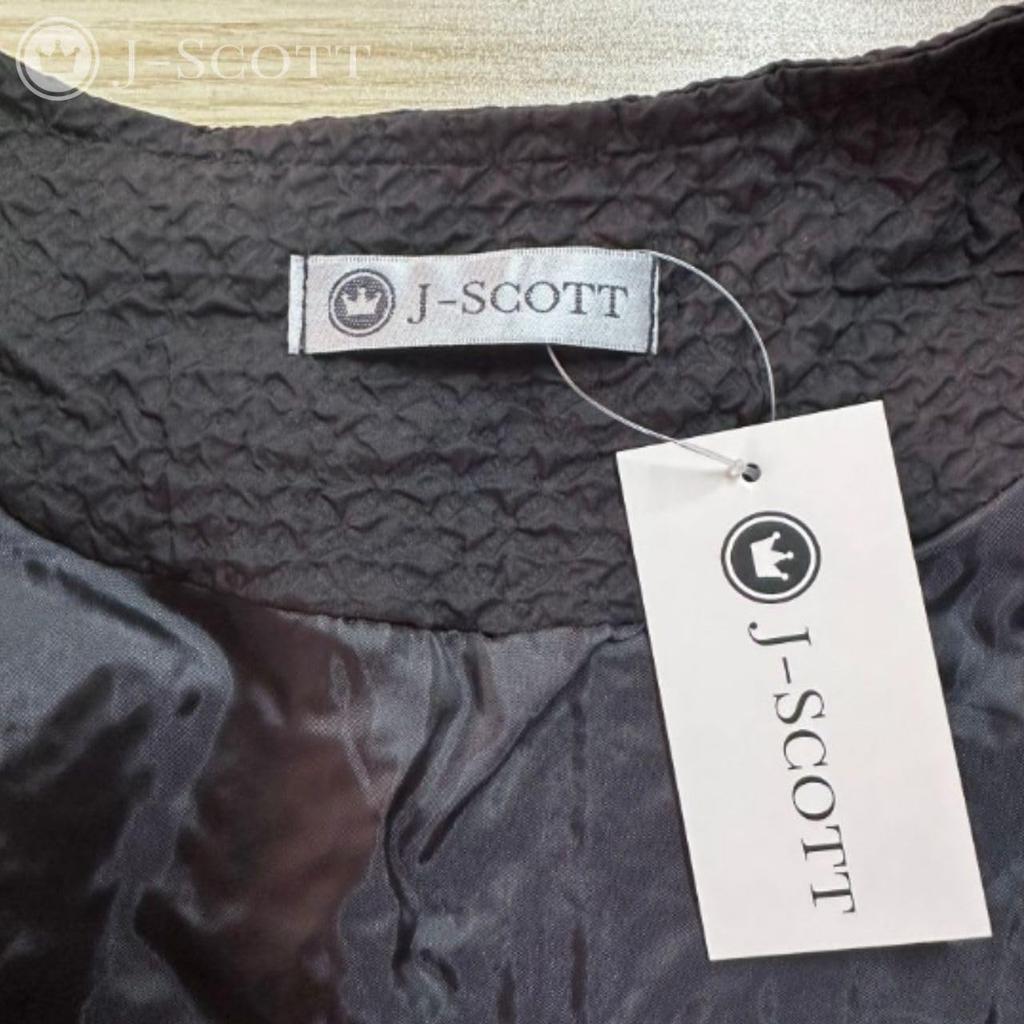 J-Scott Original Zip-Up Jacket with Lined Shorts and Puffy Sleeves, Black, JS155-BK-L