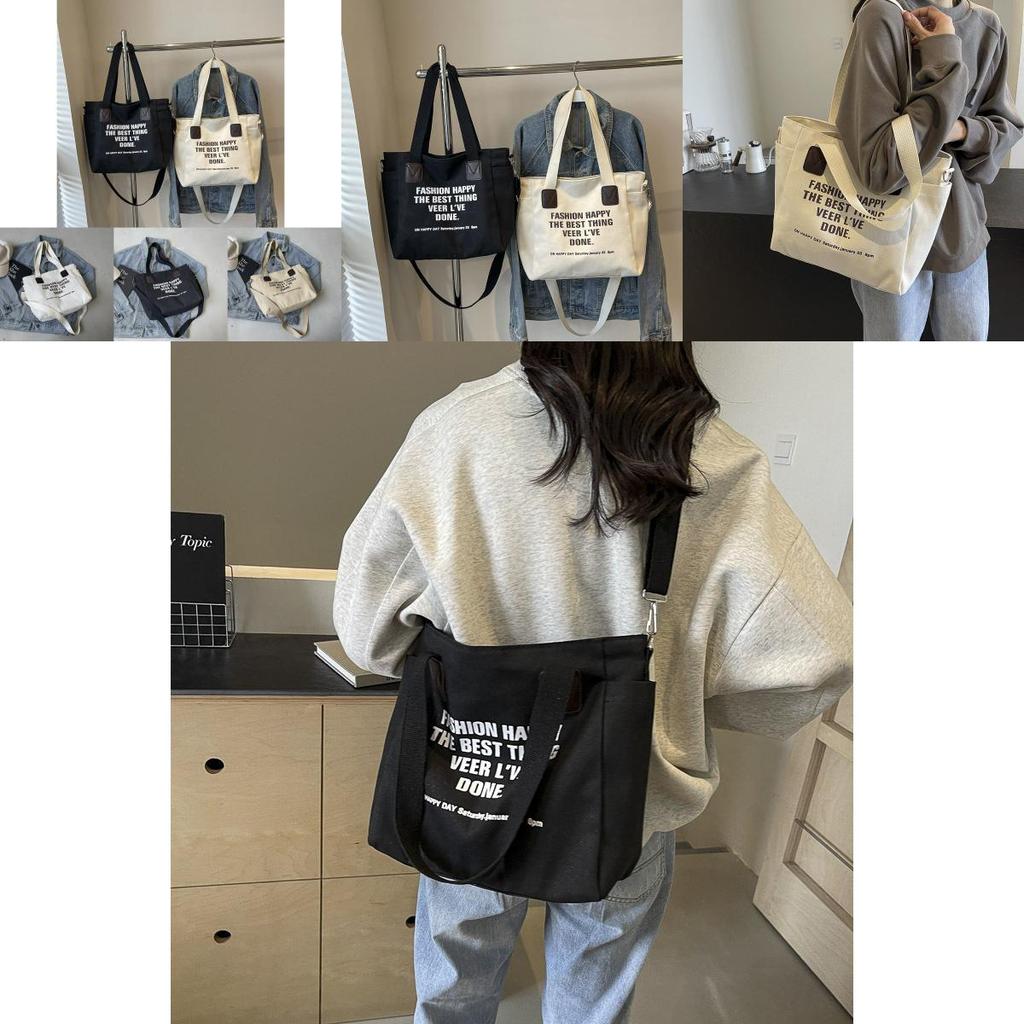Large Capacity 2024 New Casual Tote Bag Stylish Canvas Shoulder Bag For Students