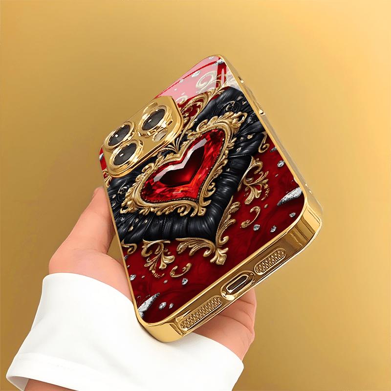 Vergulde glazen telefoonhoes, geschikt voor iphone 17, 16, 15, 14, 13, 12, 11pm Pro Plus en andere telefoonmodellen.