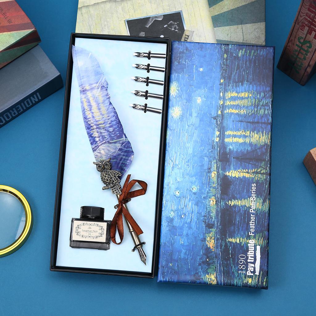 Retro Student Gift Box, Dipped Pen, Graduation Teacher Gift, British Quill Pen, Student Pen
