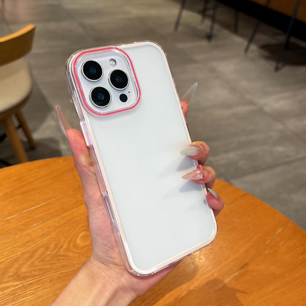 Applicable To Apple 16 Mobile Phone Case Three-in-one Matte IPhone 15 Promax Anti-slip Colored Edge 14 Simple Protective Case