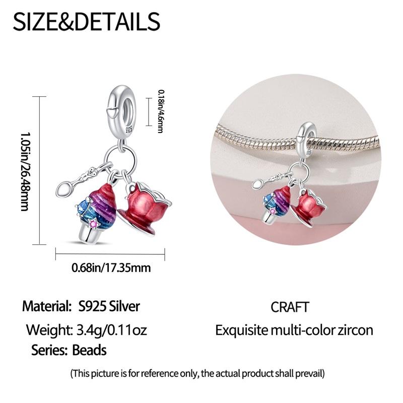 Copper Cute Pink Flowers Heart Pendant Beads Fit 4Mm Hole Diamete Charm Bracelet For Women Diy Jewelry Making Gift