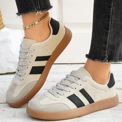 Concise Striped Sports Shoes Woman Comfortable Lightweight Lace-Up Sneakers for Women Casual Solid Suede Vulcanize Shoes Mujer