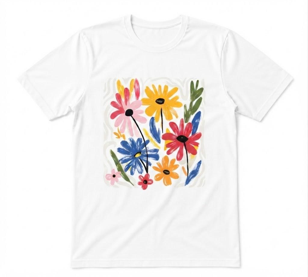 Spring Floral Garden Flower Boho Spring Summer Unisex White T-shirt