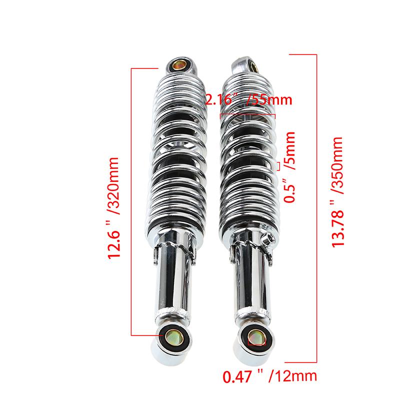 1pair 320mm Motorcycle Rear Suspension Shock Absorber Spring Adjustable Shock Absorbers Fit for Suzuki GS125 150cc and Most 90cc 110cc 125cc 150cc