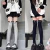 Cute Bear Stockings Female Spring Cartoon Cat over Knee High Socks Comfortable with Solid Color Student Socks