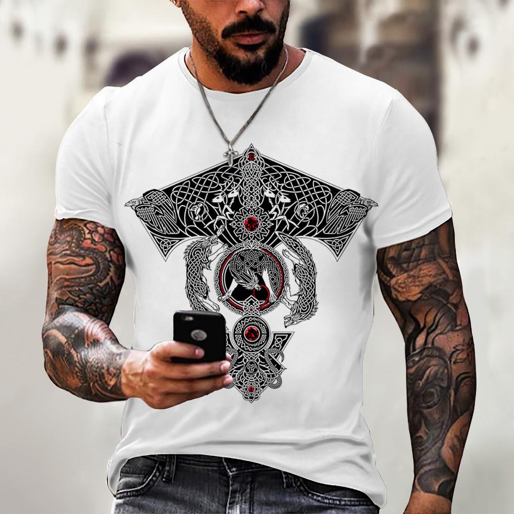 Vintage Men's T Shirt Harajuku Print Casual Short Sleeve Tee Street Fashion T-Shirt Crew Neck Pullover Male Oversized Clothing