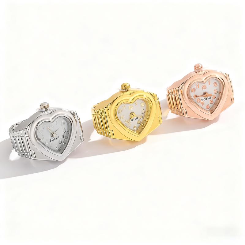 Fashion Retro 18K Gold Plated Stainless Steel Mini Finger Watch with Adjustable Elastic Strap Women's Accessories, Festiv