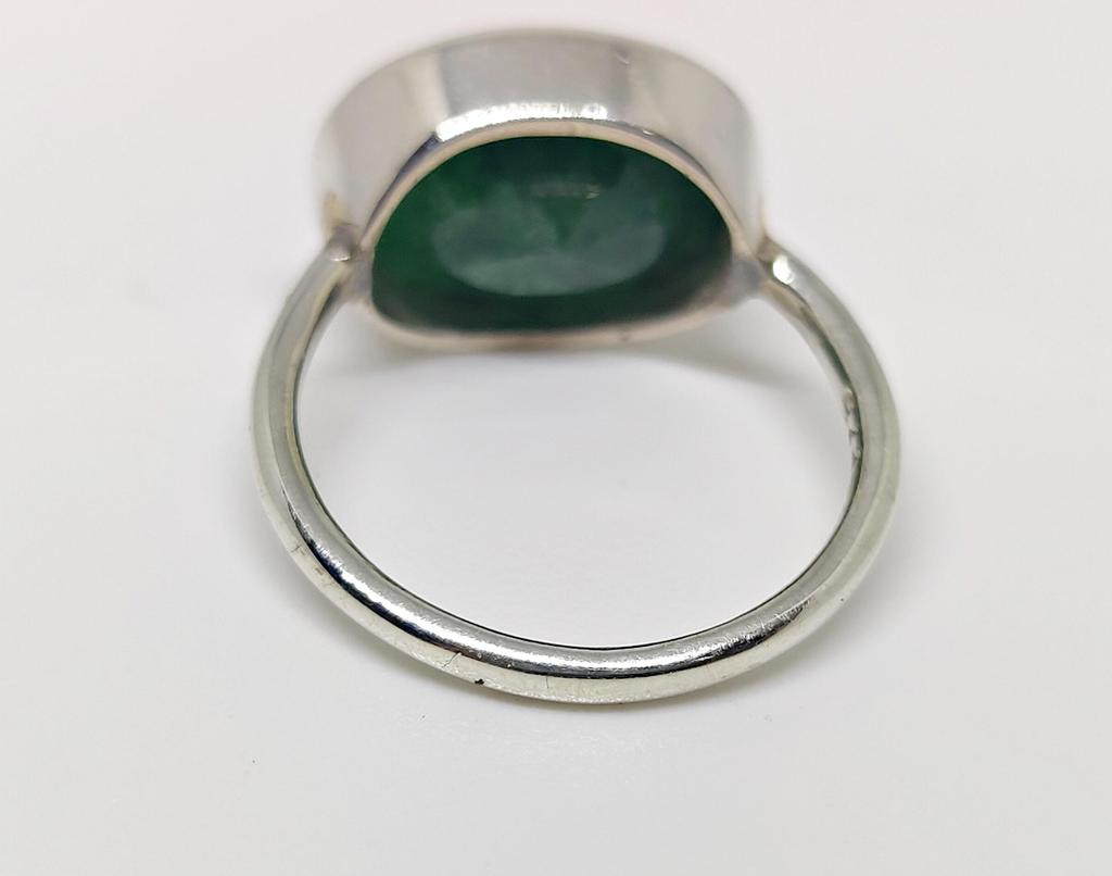 Smaragd Statement-ring, Damering, 925 Sterlingsølv, Edelstensring, Grønn steinring, Gave til henne