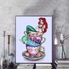 Disney Diamond Painting Ariels Afternoon Tea Fantasy Illustration Cute DIY Rhinestone Mosaic Cross Stitch Kit Embroidery Gift for Home Decor