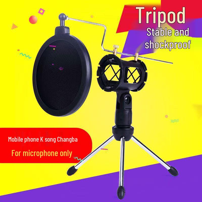 K-Song Microphone with Anti-Spray Cover and Desktop Shockproof Tripod Stand